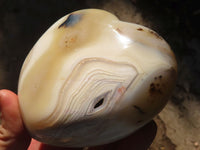 Polished Extra Large Banded Agate Hearts x 2 From Madagascar