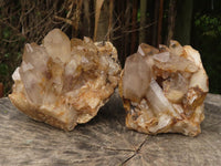 Natural Golden Hematoid Quartz Clusters With Pink/White Phantoms  x 2 From Zimbabwe - TopRock