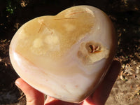 Polished Extra Large Banded Agate Hearts x 2 From Madagascar