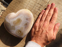 Polished Extra Large Banded Agate Hearts x 2 From Madagascar