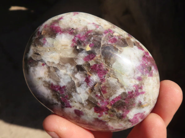 Polished Rubellite Pink Tourmaline Matrix Galet / Palm Stones x 6 From Madagascar