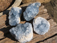 Natural Blue Celestite Crystal Specimens  x 4 From Sakoany, Madagascar - Toprock Gemstones and Minerals 