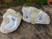 Polished One Side Polished Blue Lace Agate Geodes  x 6 From Malawi - TopRock