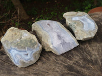 Polished One Side Polished Blue Lace Agate Geodes  x 6 From Malawi - TopRock