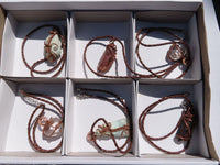 Polished Mixed Jewellery Free Forms With Copper Art Wire Pendants x 6 From Southern Africa - TopRock