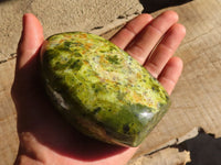 Polished  Green Opal Standing Free Forms  x 2 From Madagascar