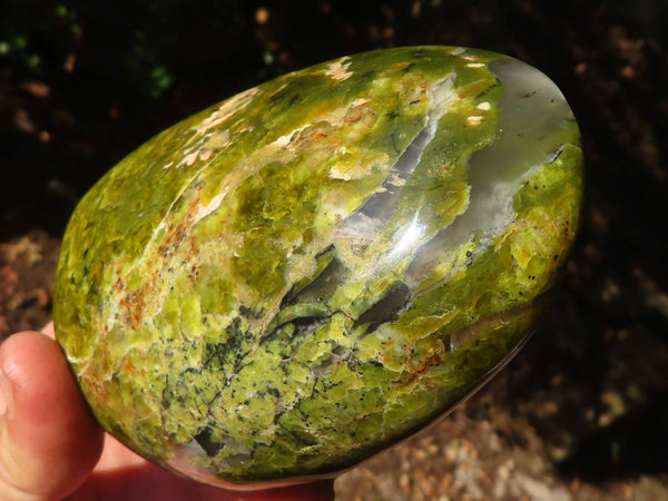 Polished  Green Opal Standing Free Forms  x 2 From Madagascar