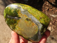 Polished  Green Opal Standing Free Forms  x 2 From Madagascar