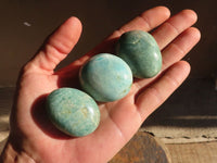 Polished  Blue Amazonite Palm Stones  x 20 From Madagascar