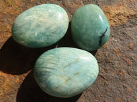 Polished  Blue Amazonite Palm Stones  x 20 From Madagascar