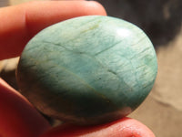 Polished  Blue Amazonite Palm Stones  x 20 From Madagascar