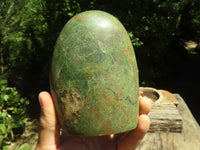 Polished Green Chrysoprase Standing Free Forms  x 2 From Madagascar - TopRock