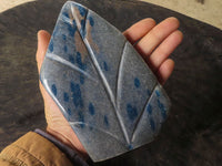 Polished Blue Spotted Spinel Quartz Standing Leaf Sculpture x 1 From Madagascar - TopRock