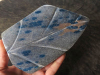 Polished Blue Spotted Spinel Quartz Standing Leaf Sculpture x 1 From Madagascar - TopRock