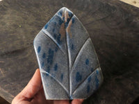 Polished Blue Spotted Spinel Quartz Standing Leaf Sculpture x 1 From Madagascar - TopRock