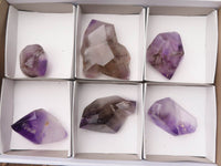 Polished Smokey Amethyst Window Quartz Crystals  x 6 From Akansobe, Madagascar - TopRock