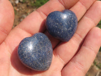 Polished Mini Blue Lazulite Hearts x 35 From Madagascar - TopRock