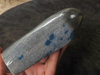 Polished Blue Spotted Spinel Quartz Standing Leaf Sculpture x 1 From Madagascar - TopRock