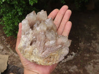 Natural White Phantom Smokey Quartz Clusters  x 2 From Luena, Congo - Toprock Gemstones and Minerals 