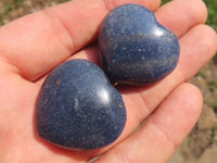 Polished Mini Blue Lazulite Hearts x 35 From Madagascar - TopRock