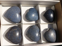 Polished Blue Lazulite Hearts  x 6 From Madagascar - Toprock Gemstones and Minerals 