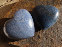 Polished Blue Lazulite Hearts  x 6 From Madagascar - Toprock Gemstones and Minerals 