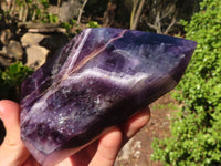 Polished  Dream Chevron Amethyst Points x 2 From Madagascar