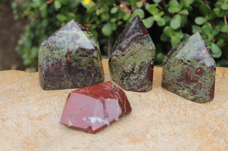 Polished Dragon Bloodstone Crystals x 4 From Tshipise, South Africa