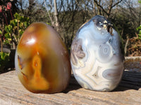 Polished Stunning Pair Of Agate Standing Free Forms x 2 From Madagascar