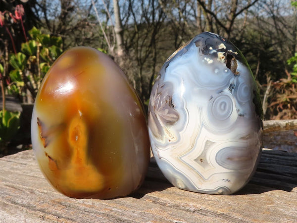 Polished  Stunning Pair Of Agate Standing Free Forms  x 2 From Madagascar