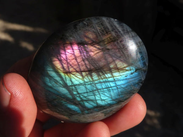 Polished  Flashy Labradorite Palm Stones  x 15 From Tulear, Madagascar