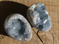 Polished Blue Celestite Egg Geodes  x 2 From Sakoany, Madagascar