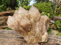 Natural Cascading White Phantom Smokey Quartz Clusters  x 3 From Luena, Congo - Toprock Gemstones and Minerals 