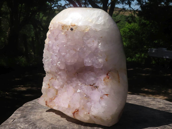 Polished Extra Large Amethyst Crystal Centred Agate Display Piece  x 1 From Maintirano, Madagascar - TopRock