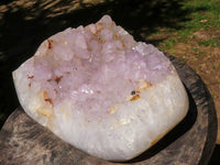 Polished Extra Large Amethyst Crystal Centred Agate Display Piece  x 1 From Maintirano, Madagascar - TopRock