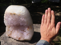 Polished Extra Large Amethyst Crystal Centred Agate Display Piece  x 1 From Maintirano, Madagascar - TopRock