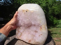 Polished Extra Large Amethyst Crystal Centred Agate Display Piece  x 1 From Maintirano, Madagascar - TopRock