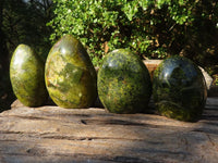 Polished Green Opal Standing Free Forms  x 4 From Madagascar - Toprock Gemstones and Minerals 