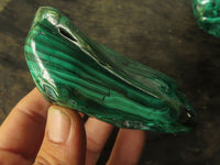 Polished Malachite Free Forms With Stunning Flower & Banding Patterns x 3 From Congo - TopRock