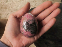 Polished Pink & Black Rhodonite Eggs  x 6 From Ambindavato, Madagascar - TopRock