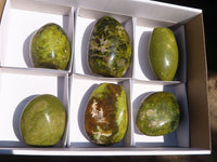 Polished Green Opal Standing Free Forms  x 6 From Madagascar - Toprock Gemstones and Minerals 