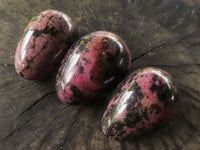 Polished Pink & Black Rhodonite Eggs  x 6 From Ambindavato, Madagascar - TopRock