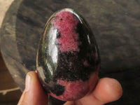 Polished Pink & Black Rhodonite Eggs  x 6 From Ambindavato, Madagascar - TopRock