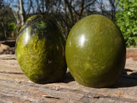 Polished Green Opal Standing Free Forms  x 6 From Madagascar - Toprock Gemstones and Minerals 