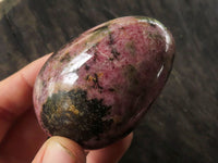 Polished Pink & Black Rhodonite Eggs  x 6 From Ambindavato, Madagascar - TopRock