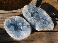 Natural Blue Celestite Geode Specimens  x 2 From Sakoany, Madagascar - Toprock Gemstones and Minerals 