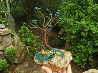 Natural Silky Malachite Gemstone Tree On Limonite Quartz Base With Aventurine x 1 From Southern Africa - Toprock Gemstones and Minerals 