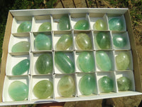 Polished Gemmy Emerald Fluorite Palm Stones  x 24 From Madagascar - TopRock