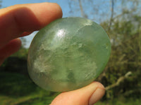 Polished Gemmy Emerald Fluorite Palm Stones  x 24 From Madagascar - TopRock