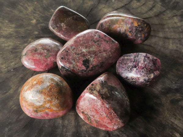 Polished Pink Rhodonite with Chromite Free Forms  x 7 From Zimbabwe - TopRock